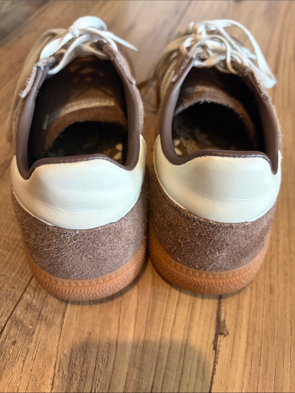 Adidas Women’s Brown Suede Sneakers with White Stripes and Laces - Picture 2 of 4